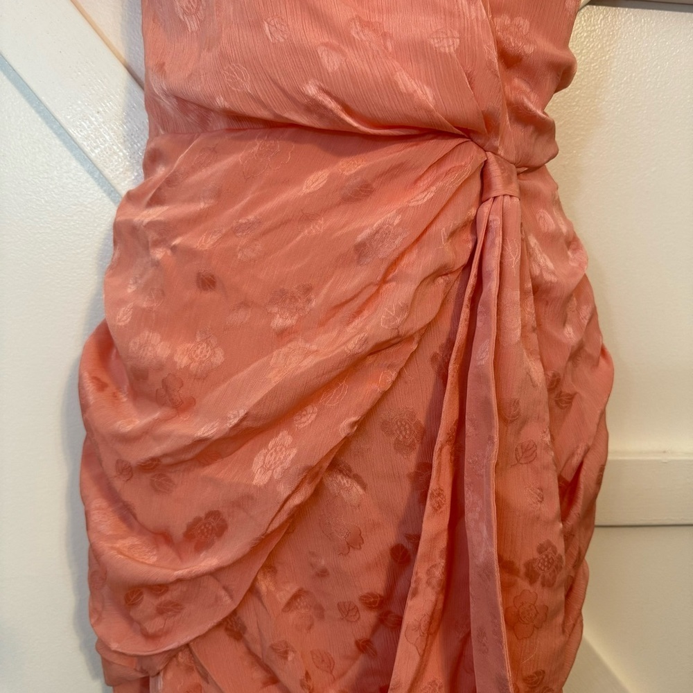 Majorelle Madison One Shoulder Floral Embroidered Draped Mini Dress Pink Sz M - Picture 5 of 11